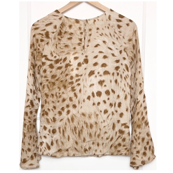NWT L’AGENCE Silk Chiffon Watercolor Animal Print Long Bell Sleeve Relaxed Top S - Picture 13 of 16